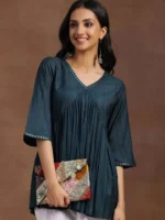 Green Solid Rayon A-line Kurti - Image 6