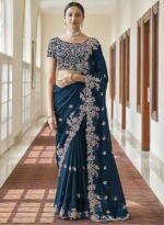Women's Rangoli Silk Heavy Embroidred saree - Image 2