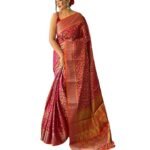 Women's Kanjivaram patola Soft Lichi Silk Sarees With Unstitched Blouse Piece
