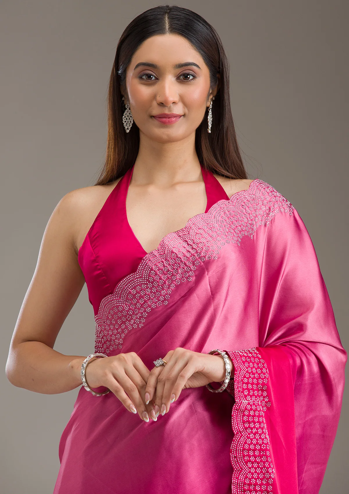 koskii-ranipink-swarovski-satin-designer-saree-saus0039496_ranipink_1_4.webp Rani Pink Swarovski Satin Saree - Image 1