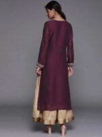 Purple Yoke Design Silk Kurta - Image 3