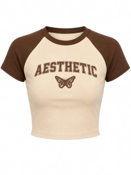 Womens Black Graphic Ruched Crop Top